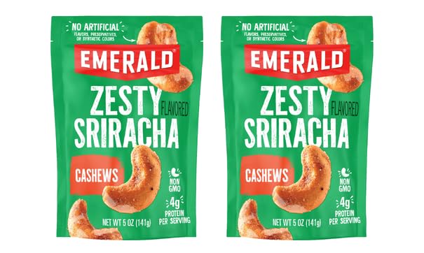Emerald Nuts, Sriracha Cashews, 5 Oz (Pack of 2)