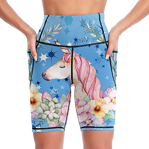 Yuzheng Pantalones Cortos De Yoga Lindo Unicornio Pantalones Deportivos para Mujeres