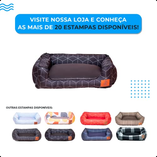 Cama Para Cachorro Pitbull Tamanho Extra Grande Linhas Geométricas Preta 112x102cm