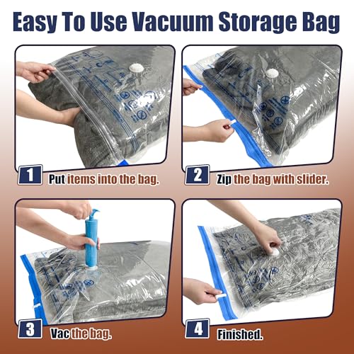 HIBAG Vacuum Storage Bags, 12 Jumbo Vacuum Seal Bags for Clothing, Space Bags for Clothes, Comforters, Blankets, Bedding (12J) - view 3