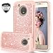Moto E4 Case (USA Version) (Not Fit Moto E4 Plus) with HD Screen Protector,LeYi Glitter Bling Girls Women Heavy Duty Shockproof Protective Phone Case for Motorola Moto E (4th Generation) TP Rose Gold