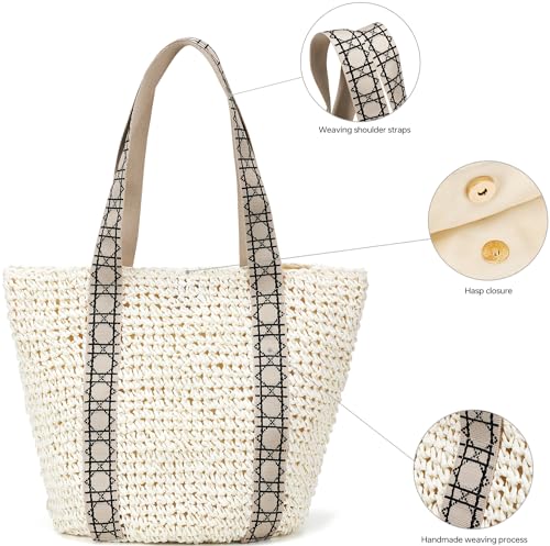 Beach Bags for Women - Summer Straw Bag Cute Woven Tote Purse for Vacation Travel