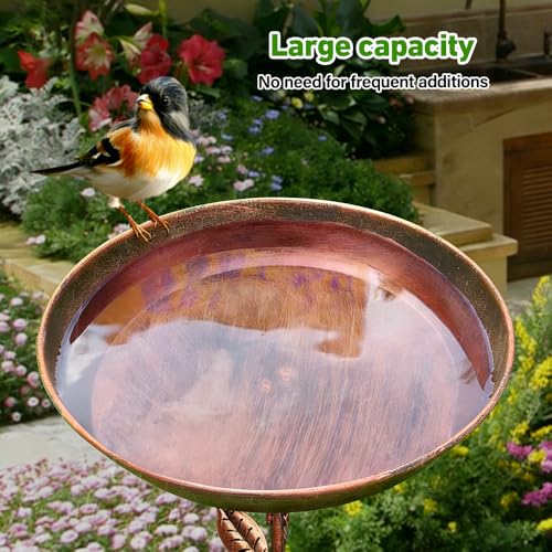 RNPKZ 80cm Vogeltränke Stehend, Vogelbad für Draußen Garten, Wassertränke für Vögel, Vogelbad Garten Stehend mit Stabiler 5-Zinken-Basis für Gartenund Rasen, Winterfeste Vogeltränke (Antike Bronze)
