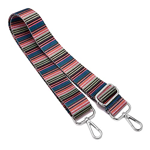 Image of Silvery Buckles Wide Shoulder Strap Adjustable Replacement Belt Crossbody Canvas Bag Handbag