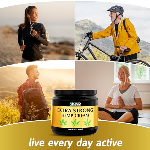 Image of 5Kind Extra Strong Hemp Cream 16.9 fl oz - Maximum Strength | Natural Topical Cream - Muscle Rub for Lower Back, Joints, Neck, Knees, Shoulders