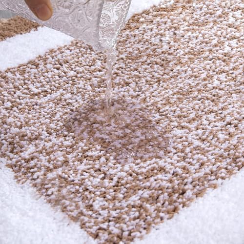 Image of GAVI Home Decor Bath Mat for Bathroom, Anti-Slip Bath mat & Door Mat for Bathroom, Bedroom, Kitchen (60 x 40 CM) (Beige Mat White Border)