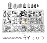 Cord End Cap for Jewelry Making, Kumihimo End Cap Finding Kit for Leather, Tassels; Silver Assorted Sizes 840 PCs by Mandala Crafts