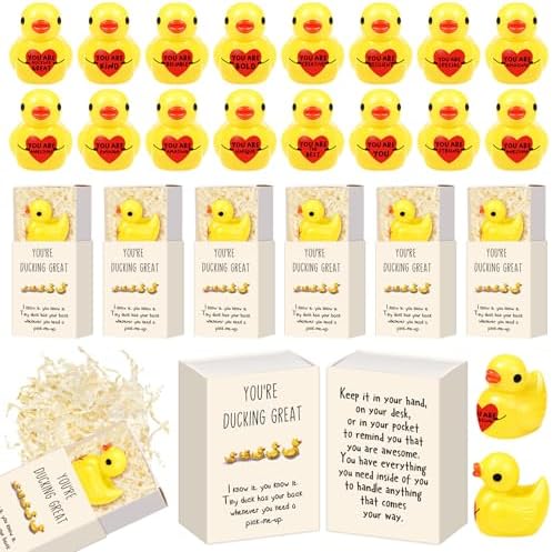 Employee Appreciation Gifts Bulk Thank You Gifts Resin Ducks Organza Bag Inspirational Cards For Graduation Christmas Office Employee Coworker Relationship End Of Year (24 Pcs