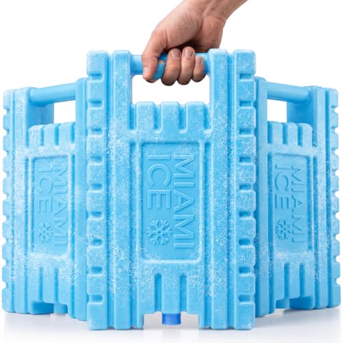 Image of Miami Ice Reusable XL Cooler Ice Pack (12 inchx9 inch) | Replaces 7 lbs of Ice, Stays Cold 24-48 Hours, BPA-Free, Built-in Handle, Large Frozen Ice Packs for Cooler