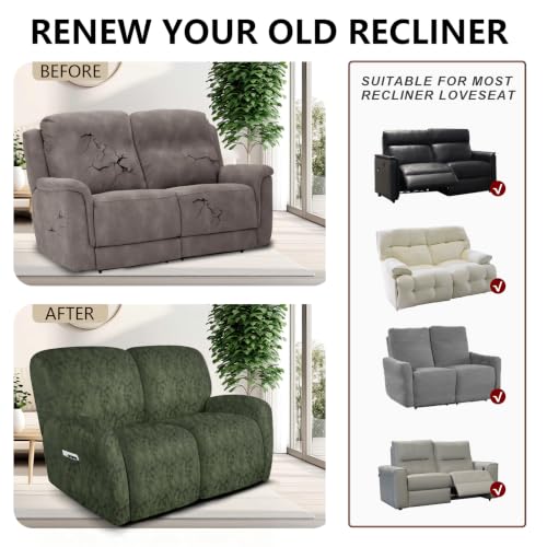 Image of ANARACHON Leather Look Loveseat Recliner Covers Stay in Place 6-Piece Recliner Sofa Slipcover 2 Seater Reclining Couch Cover Furniture Protector Spandex Fabric Washable (Recliner Loveseat, 03Tawny)