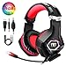 PS4 Cuffie Gaming e Bass Stereo, FISHOAKY Cuffie da Gioco con Mic a LED, 3,5mm Jack Game Headset con Cancellazione del Rumore e Controllo del Volume per PS4 Xbox One X/S Nintendo Switch PC (red)