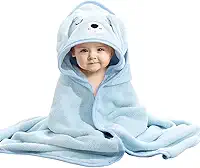 TOPAMIX Toalha de Banho para Bebê com Capuz Macia Absorvente Aconchegante Secagem Rápida Confortável (Azul)