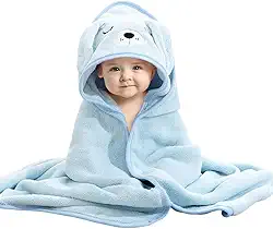 TOPAMIX Toalha de Banho para Bebê com Capuz Macia Absorvente Aconchegante Secagem Rápida Confortável (Azul)