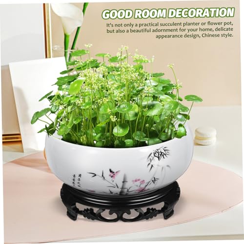 Pot de fleurs en céramique avec support design pour bureau et salon - 4