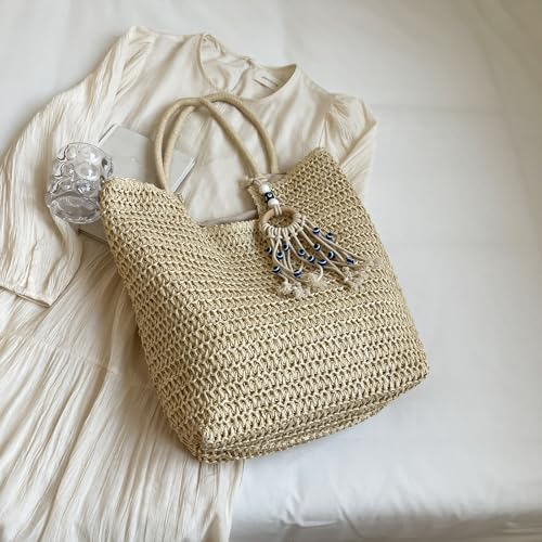 Sac de vacances tissé à la main en paille naturelle