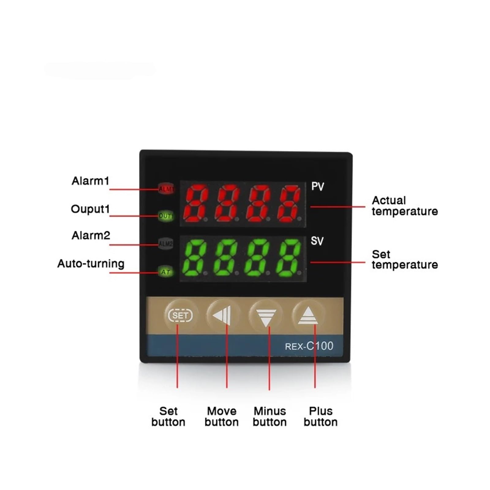 Regulator temperatury REX-C100 PID regulator temperatury 220 V, 400 stopni, cyfrowy termostat, wyjście 40 A, SSR, termopara typu K (zestaw 3 wyjścia SSR)