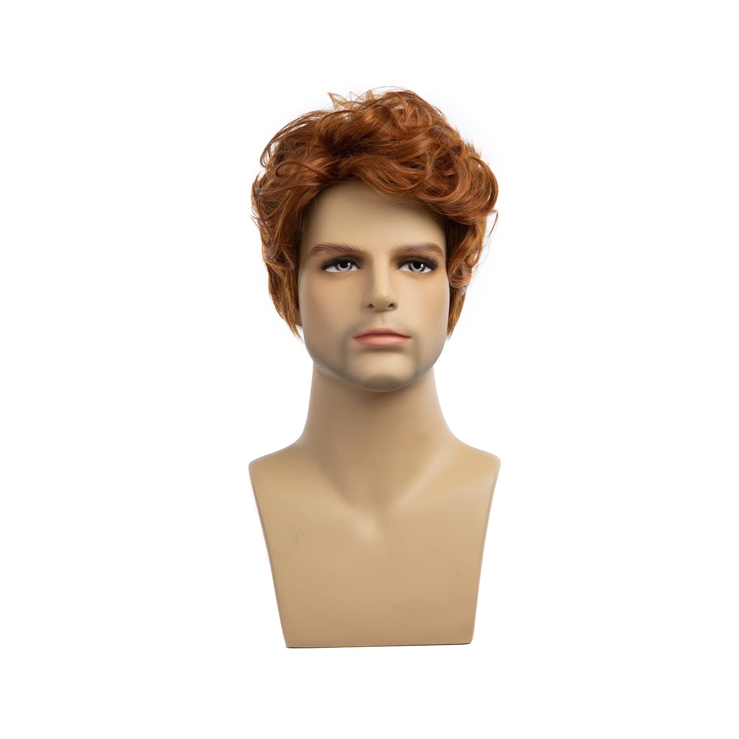 Men Wigs Short Orange Wig Synthetic Heat Resistant Natural Halloween Cosplay Hair Wig