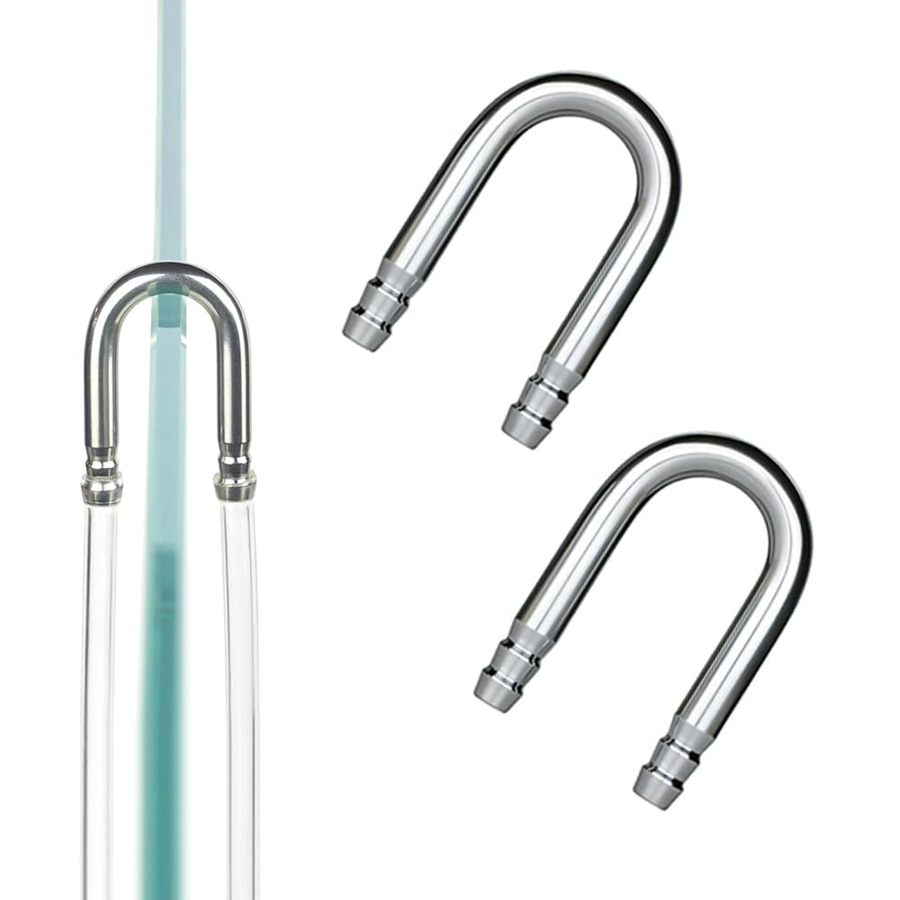 LINLAN 2-Teiliges Aquarium 304 Edelstahl U-Fitting aus, Anti-Knick-Design, kompatibel mit 4 mm Innendurchmesser Schlauch, Luftpumpe und CO2-Diffusor Zubehör, für rahmenlose Aquarien
