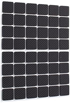 48Pcs Square Black Non-Slip Self Adhesive Rubber Feet Pads Protectors Furniture for Cabinets Small Appliances Electronics Picture Frames Furniture Drawers Cupboards