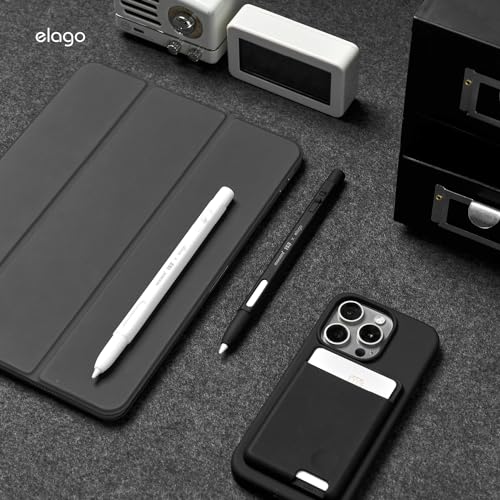 Image of elago x MONAMI Compatible with Apple Pencil Pro Case & Apple Pencil 2nd Generation Case, Compatible with Magnetic Charging, Double Tap, Squeeze (Must Read Installation Instructions) (Pale White)