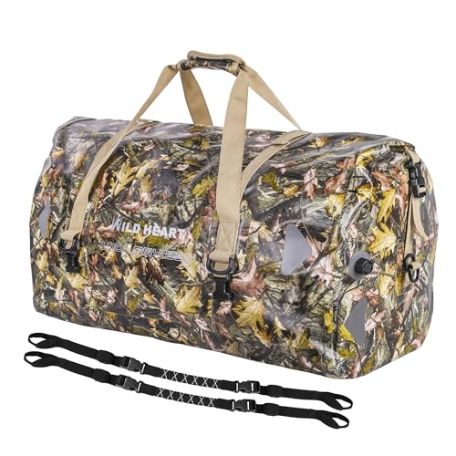WILD HEART 防水バッグ ダッフルバッグ 40L 66L 100L 溶接シームショルダーストラップ付き バインディングロープ カヤック キャンプ ボート/バイサイクル オートバイドラムバッグ ツーリング シートバッグ オートバイ アウトドア (紅葉, 100L)