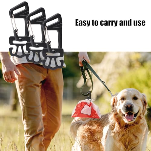 Image of PEUTIER 3 Packs 2 in 1 Dog Poop Bag Holders with Metal Used Bag Carriers, Dog Poop Bag Dispenser for Leash Large Opening Dog Walking Accessories for Easy Access to Doggie Waste Bags (Black)