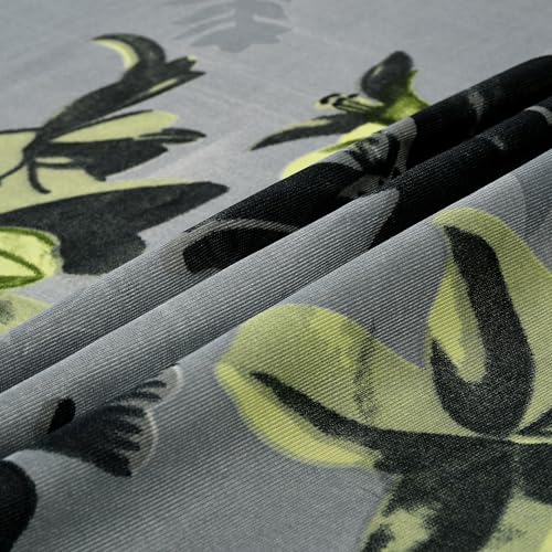 Image of Digital Printed Big Flower Eyelet Polyester Curtains - Grey, 9 Feet, Pack of 1
