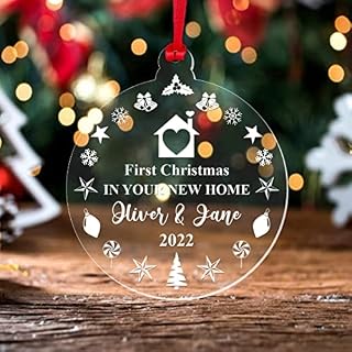 Handmade By Stukk Personalised First Christmas New Home Bauble 1st Xmas Tree Decoration Gift