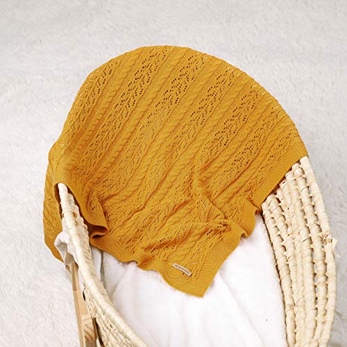Image of LAWKUL Neutral Baby Blankets Cotton Baby Girl Receiving Blankets Infant Swaddle Baby Blanket Toddler Blanket Newborn Yellow Color Size 40x30 Inches
