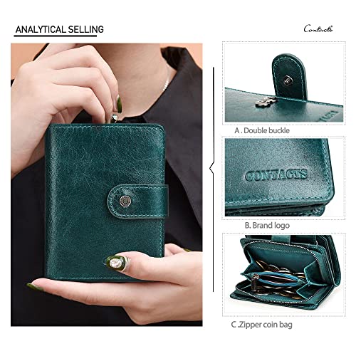 Contacts Womens Trifold Wallet Leather Small Zipper Bifold Purse for Women Coin Pocket Lady ID Window Card Holder with RFID Blocking4