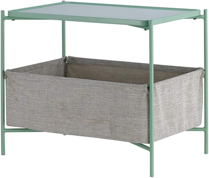 Side Table/End Table,Square Nightstand,Sofa Side Snack Table,Bedside End Table with Fabric Storage Basket