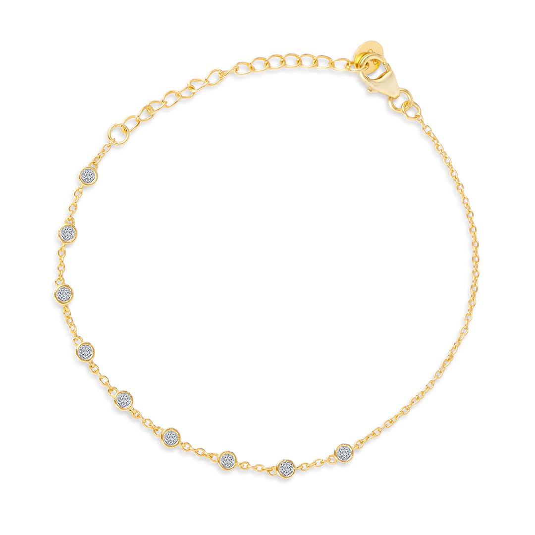 March by FableStreet 925 Sterling Silver 18k Gold Plated White Zircon Adjustable Bracelet| Gift for Women & Girls | Certificate of Authenticity and 925 Stamp (B0CTKNWF8M) Amazon Price History, Amazon Price Tracker