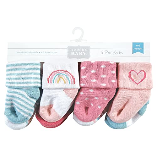 Image of Hudson Baby Baby 8-pack Cotton Rich Newborn and Terry Socks