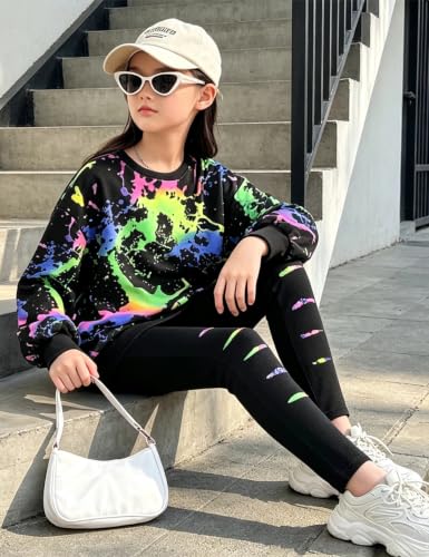 Image of Girls Clothes, 2 Piece Tie Dye Sweatshirt Sweatpants Set for 6-16Y