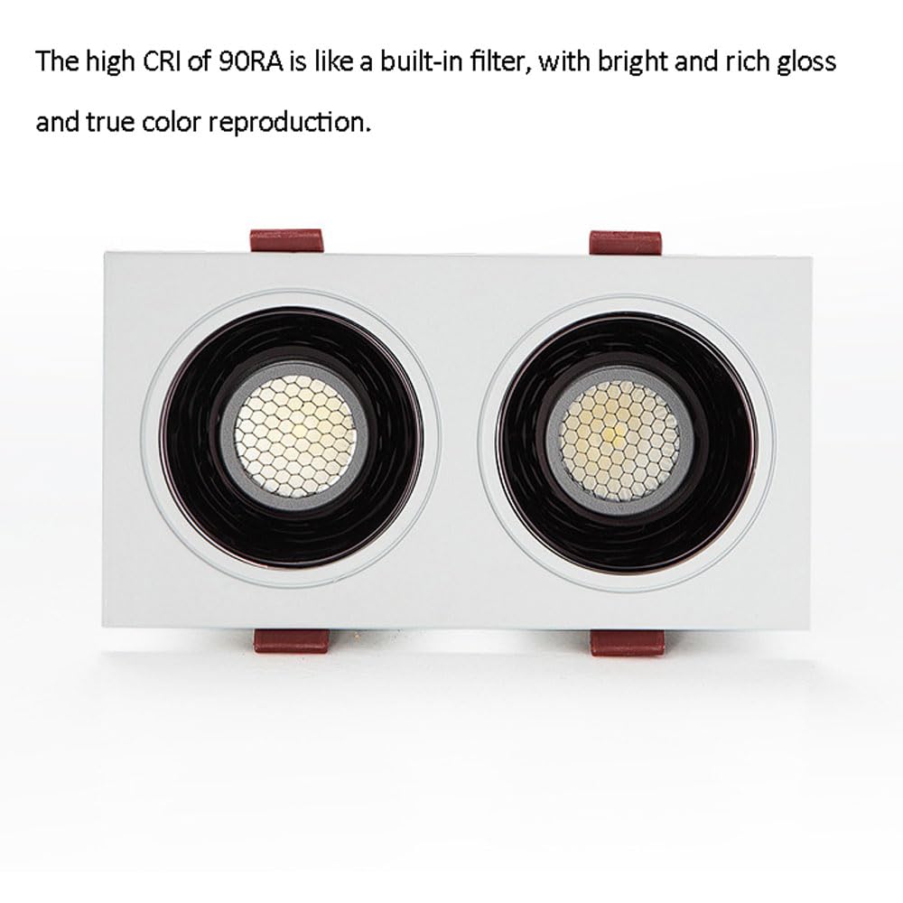 Oświetlenie Wpuszczane Led 10W*2, Zestaw 4 Ściemnialnych Podwójnych Opraw Downlight, Oprawa Typu Baffle Trim Retrofit, Oprawa Typu Eyeball Retrofit, Prostokątny Reflektor Z Wbudowanym Otworem