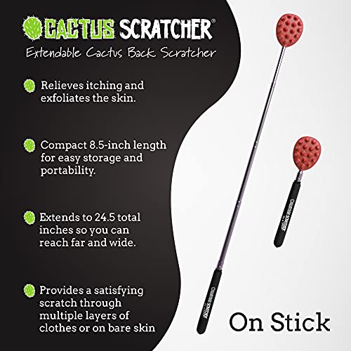 Extendable Cactus Back Scratcher, Abs Plastic, Relieves Itching On Back, Neck, Head, Beard, And Body, 16 Spikes Per Side, 8.5 Inches Compact Back Scratcher Extendable To 24.5 Inches (Red) #TOP1