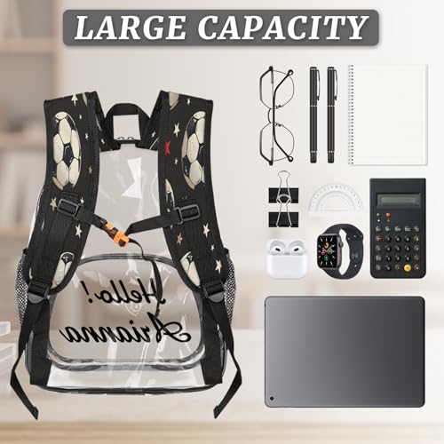 Soccer Personalized Large Clear Backpack Heavy Duty for Stadium Approved Custom Soccer Ball PVC Transparent Backpack with Name See Through Bag for Concerts3