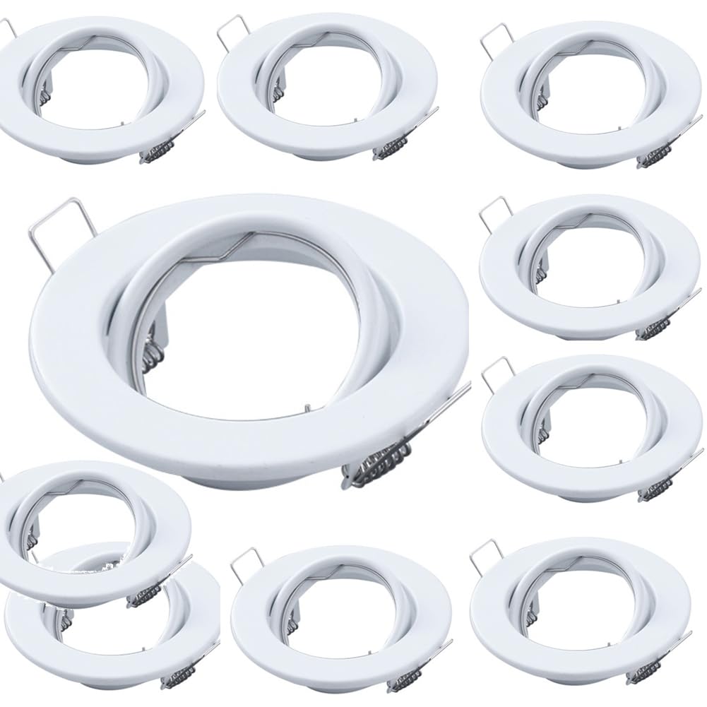 Oiiwowi 10 Pcs GU10 Recessed Downlight Replacement Kit Round MR16 Mounting Fitting Ceiling Spot Lights Frame Lamp Socket Holder