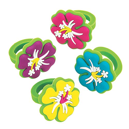 Fun Express HIBISCUS RINGS - Jewelry - 12 Pieces