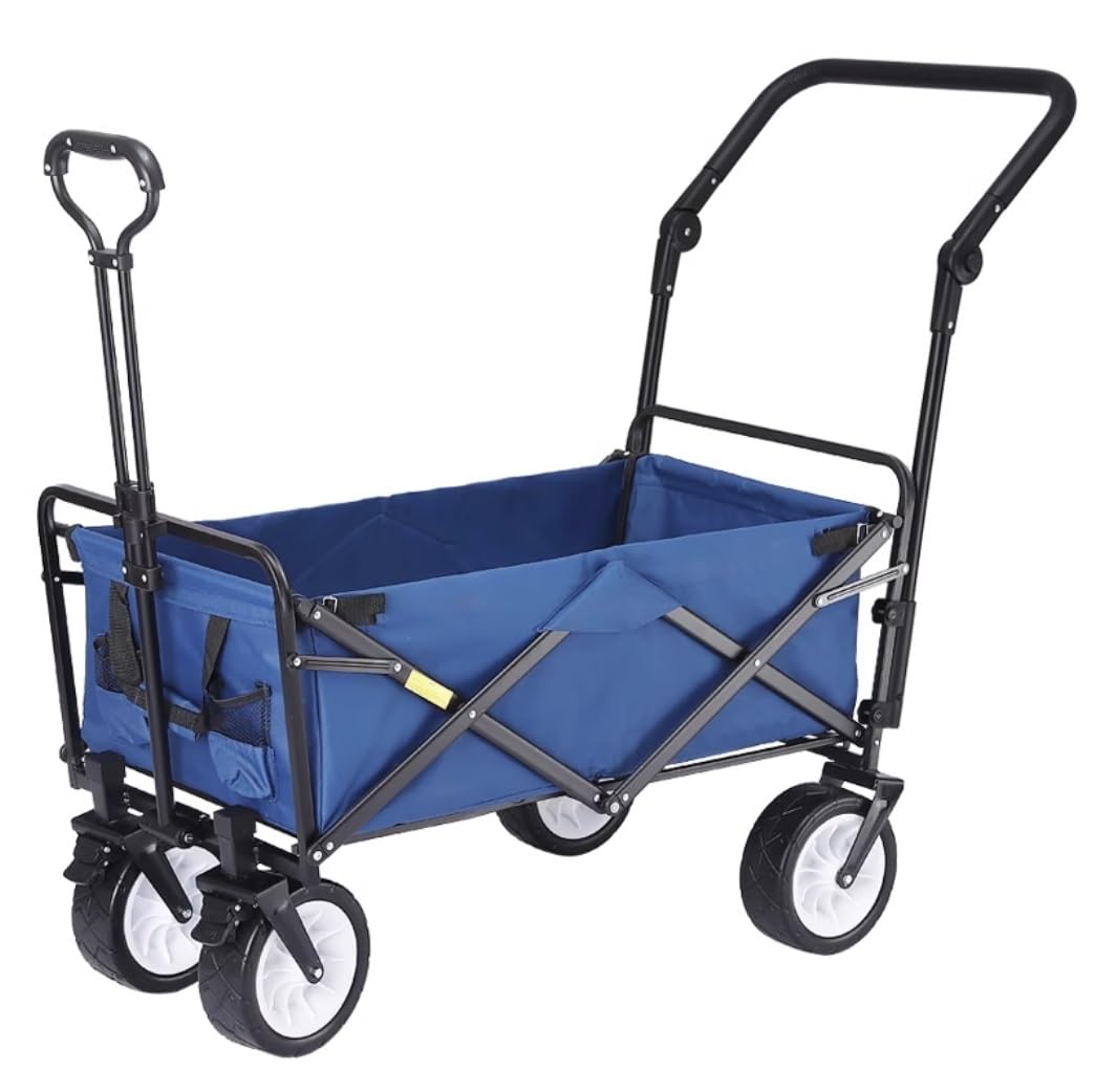 Carrello pieghevole da esterno per spiaggia e campeggio, carrello portatile per la spesa con carrello da bancarella per attrezzi da giardino, rimorchio da picnic, resistente carrello da giardino per