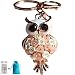 Bolbove Flower Owl Keychain Sparkling Keyring Blingbling Crystal Rhinestones Purse Pendant Handbag Charm (Pink)