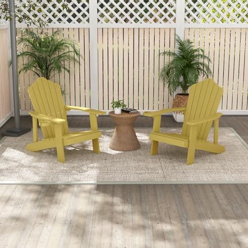 ORALNER-Outdoor-Adirondack-Chair-with-Cup-Holder-Plastic-Resin-Outdoor-Deck-Chair-380-LBS-Capacity-for-Patio-Backyard-Porch-Balcony-Poolside-Garden-Lawn-Firepit-1-Yellow ORALNER Outdoor Adirondack Chair with Cup Holder Plastic Resin Outdoor Deck Chair 380 LBS Capacity for Patio Backyard Porch Balcony Poolside Garden Lawn Firepit 1 Yellow