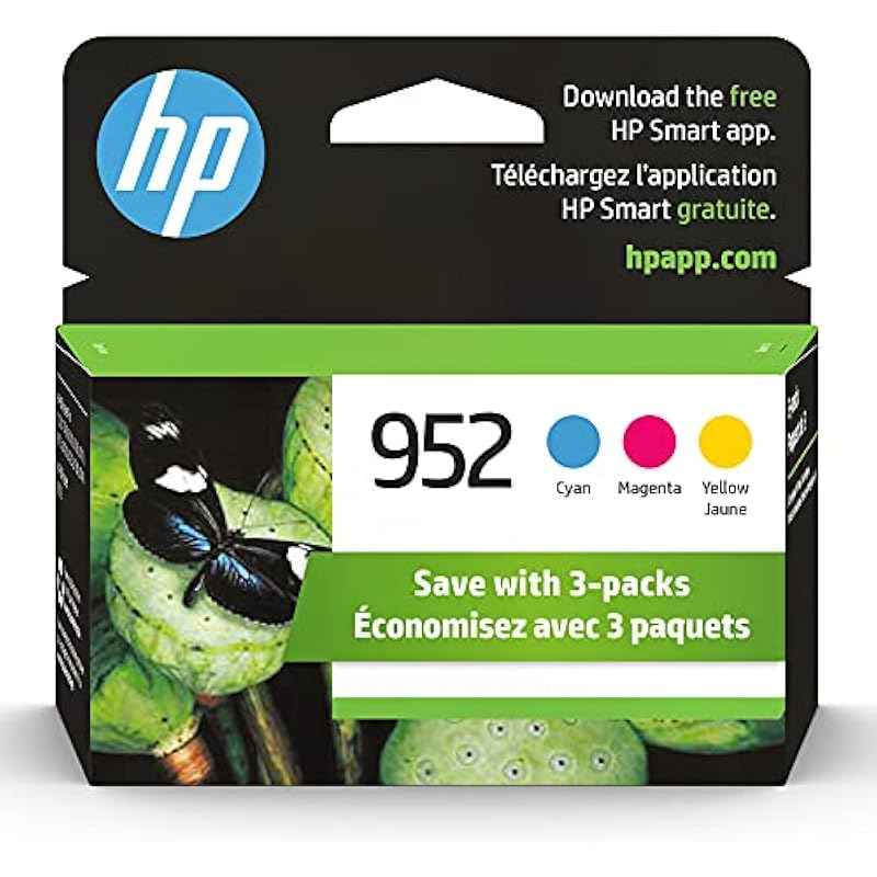 HP 952 Cyan, Magenta, Yellow Ink Cartridges (3-pack) | Works with Printer Series: OfficeJet 8702, HP OfficeJet Pro 7720, 7740, 8210, 8710, 8720, 8730, 8740 | Eligible for Instant Ink | N9K27AN Cyan, Magenta, Yellow