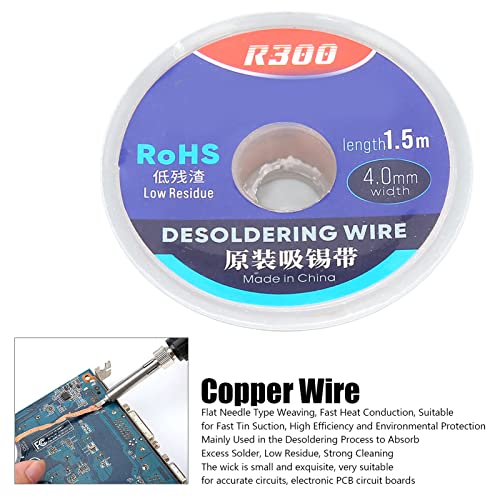 Image of Solder Wick, 1.5M Copper Wire Desoldering Wire Solder Braided Wicks Desoldering Wicks, Fast Heat Conduction Soldering Wick Wire Roll for Electronic PCB Board, Solder Sucker for Fast Tin Suction