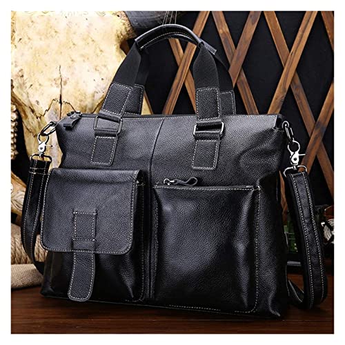 Men 15.6 inch Laptop Bag Water-Repellent Leather Satchel Shoulder Cross-Body Handbag Stylish Casual Top Handle3