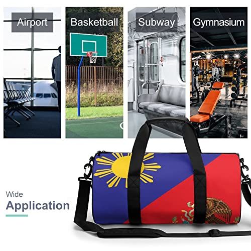 Philippines Mexico Flag Sports Gym Bag Waterproof Duffel Bag Travel Overnight Bag Carryon Weekend Bag3