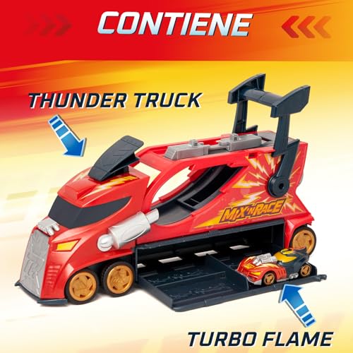 Camión T-Racers de juguete para lanzar y guardar coches en tardes de carreras en casa 2