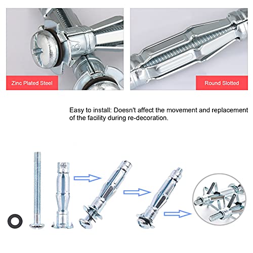 Paick M5 X 52 Zinc Plated Steel Bolt, Heavy Duty Hollow Drive Wall Anchor Screw Set thumb #3