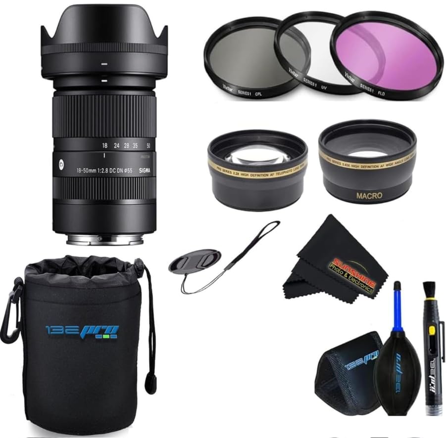 Sigma 18-50mm f2.8 DC DN Contemporary Lens for Canon RF with Sunshine Photo Advanced Bundle - 4 Years USA Manufacturer Warranty