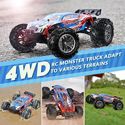 1:16 Brushless Rc Cars 55+ Kmh High Speed Large Remote Control Car 4X4 Off Road Monster Truck Electric All Terrain Waterproof Toys Hobby Vehicle For Kids And Adults - 2 Batteries For 40+ Min Play #TOP3